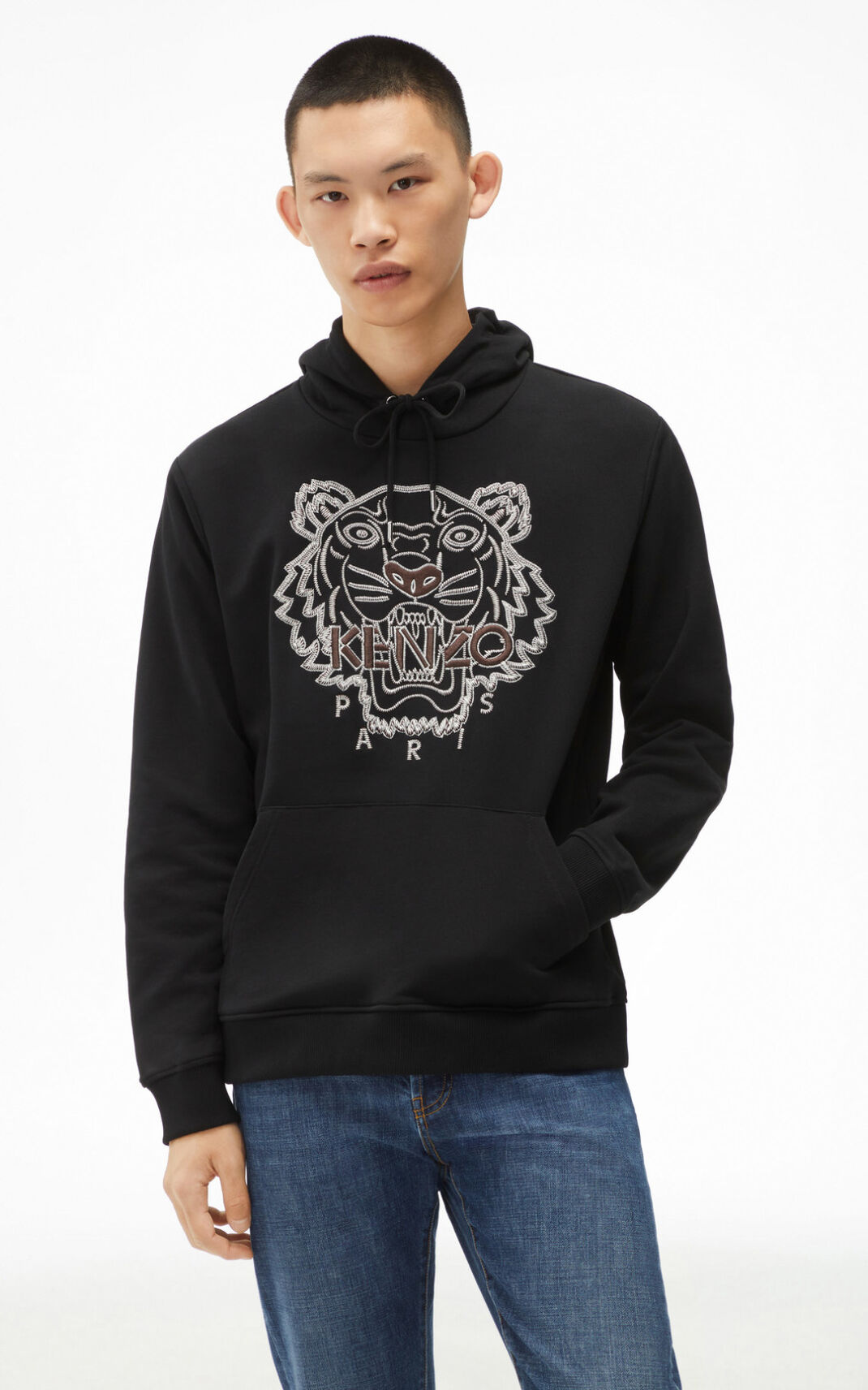 Kenzo Tiger Kapşonlu Erkek Siyah | 4892-RXNOG